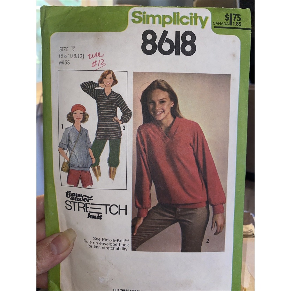 Vintage Simplicity Pullover Blouse Sewing Pattern 8618 Size 8-12 Cut Complete